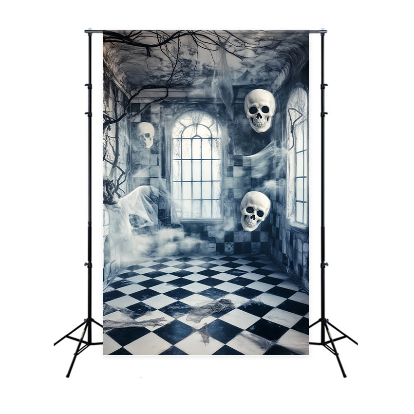 Haunted Forest Backdrop Floating Skulls Corridor Spooky Halloween Backdrop LXX59-116