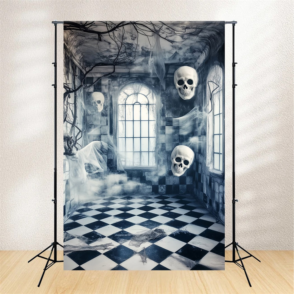 Haunted Forest Backdrop Floating Skulls Corridor Spooky Halloween Back