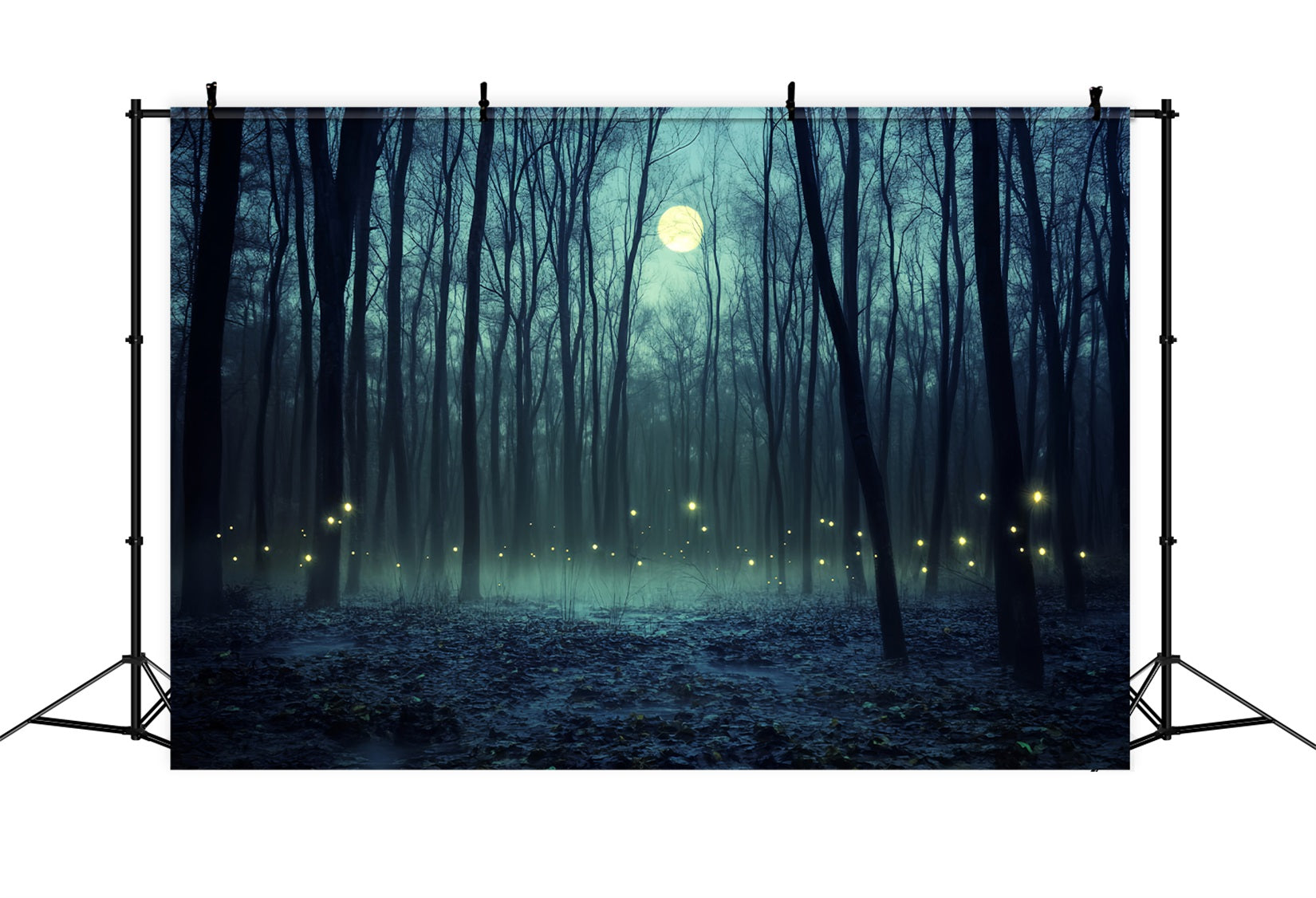 Haunted Forest Backdrop Moonlit Forest Firefly Glow Halloween Photo Backdrops LXX59-121