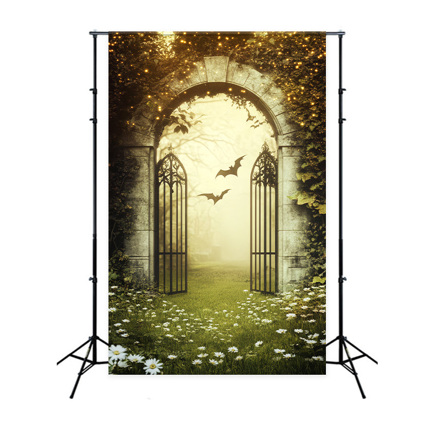 Haunted Forest Backdrop Golden Light Ivy Archway Halloween Photography Backdrops LXX59-126