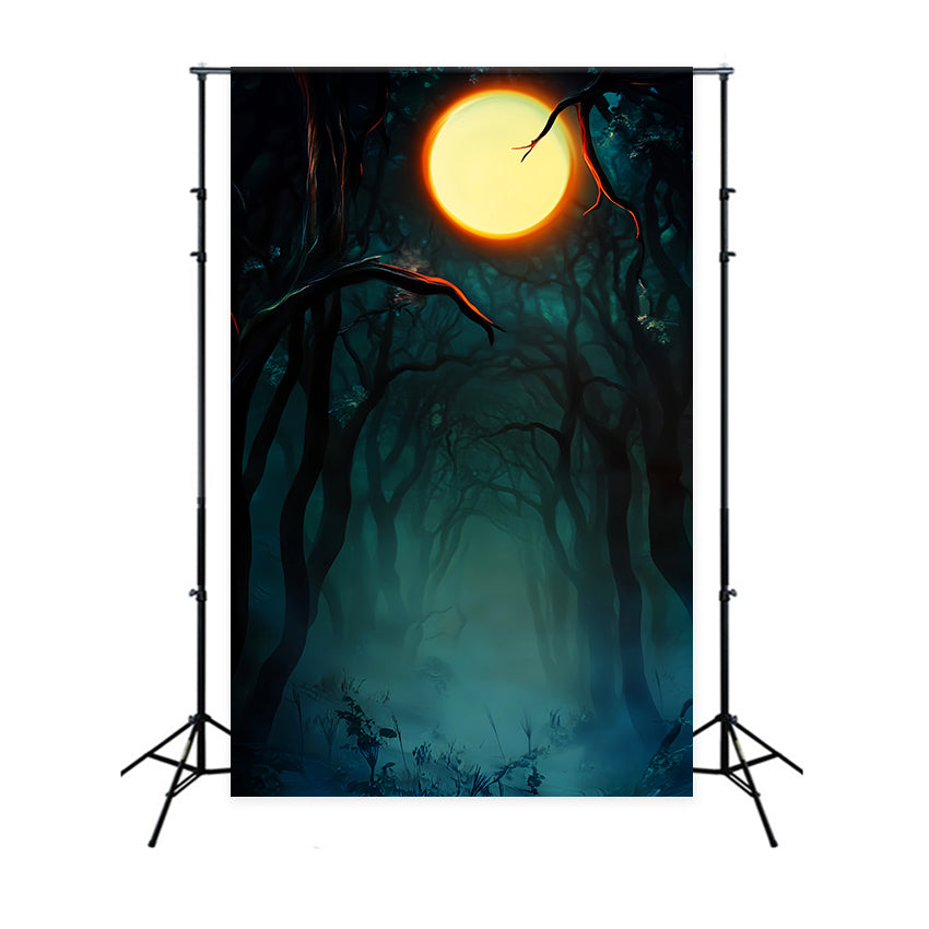 Haunted Forest Backdrop Dark Haunted Forest Full Moon Halloween Moon Backdrop LXX59-142