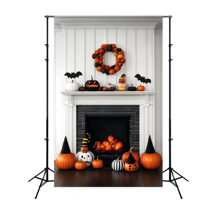 Halloween Color Backdrop Pumpkin Fireplace Festive Decor Halloween Backdrops LXX59-147