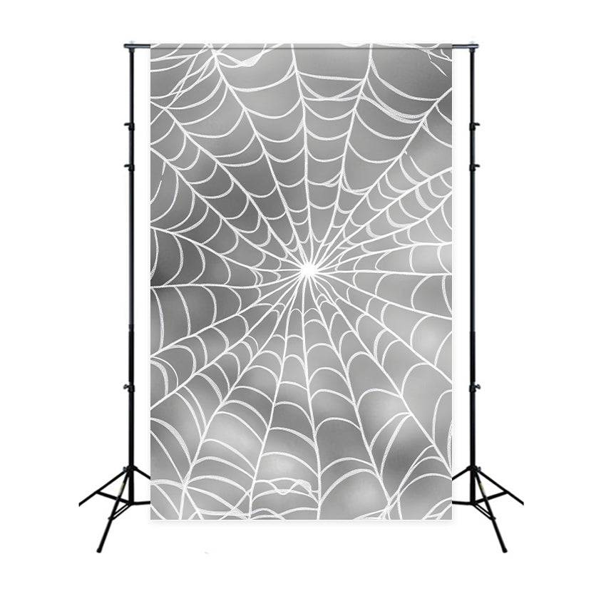 Halloween Color Backdrop Silver Spiderweb Pattern Design Halloween Photo Backdrop LXX59-148