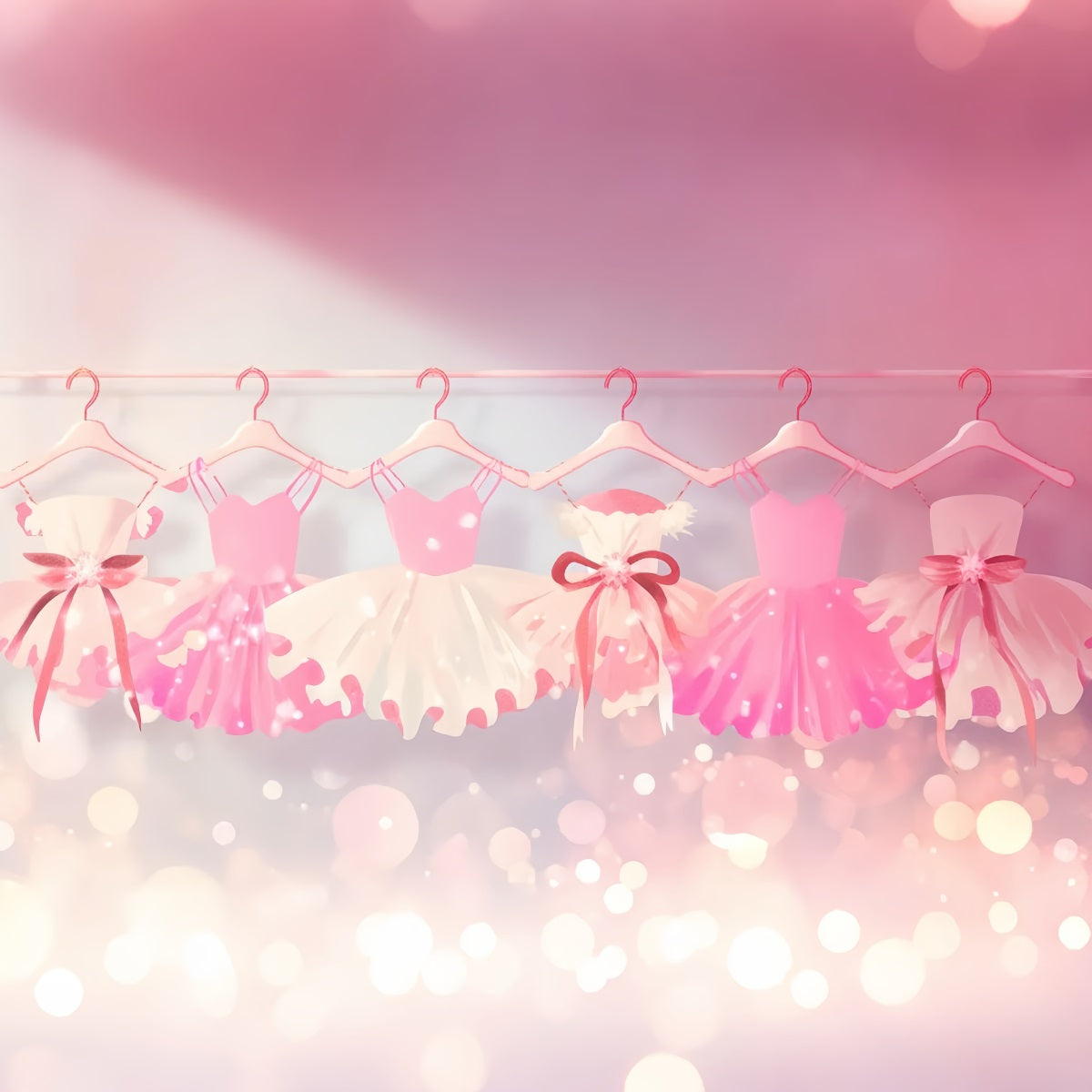 Dance Studio Backdrop Pastel Pink Ballet Dresses Row Dance Backdrop LXX59-15