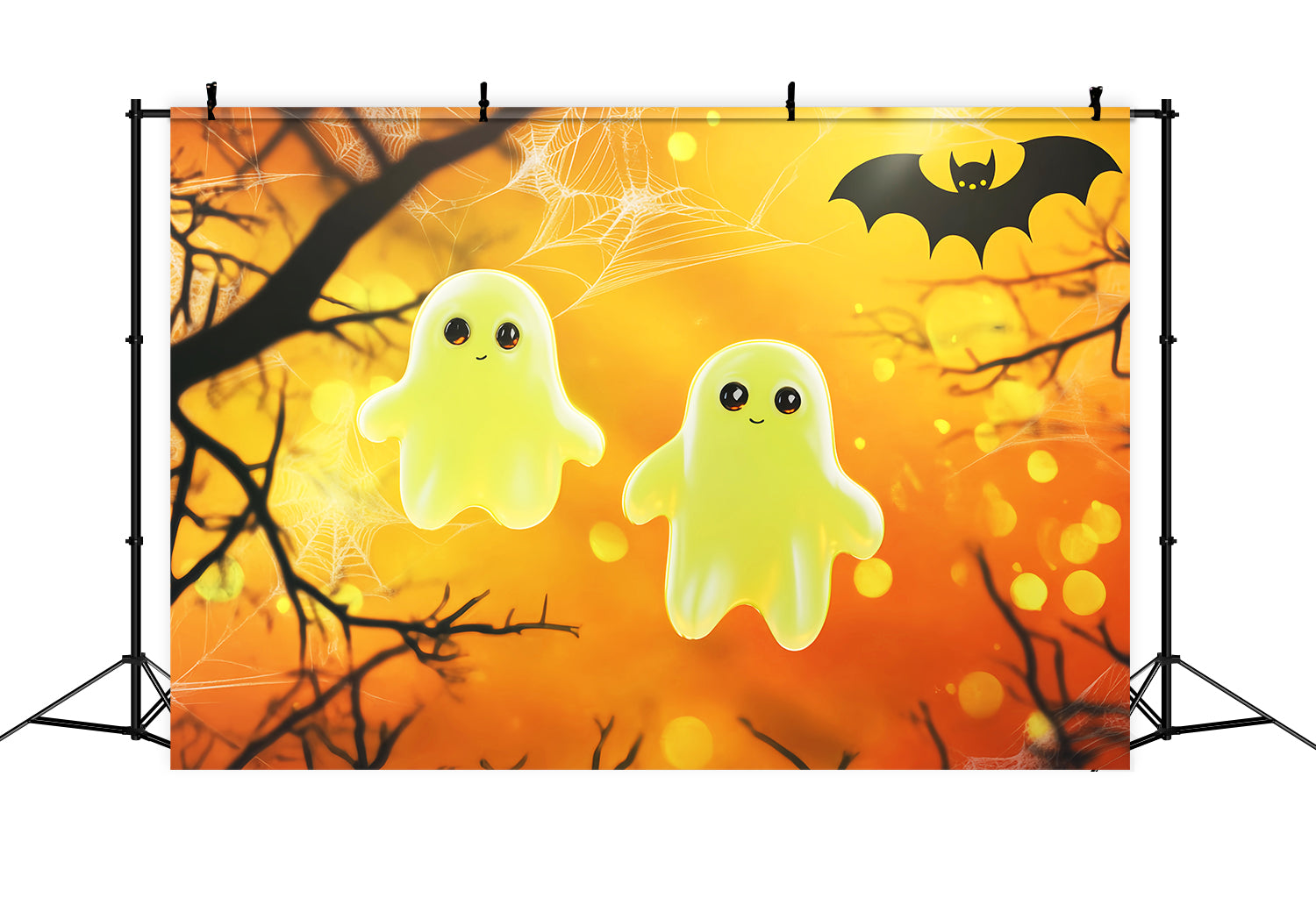 Halloween Color Backdrop Cute Glowing Ghosts Illustration Halloween Photo Backdrops LXX59-150