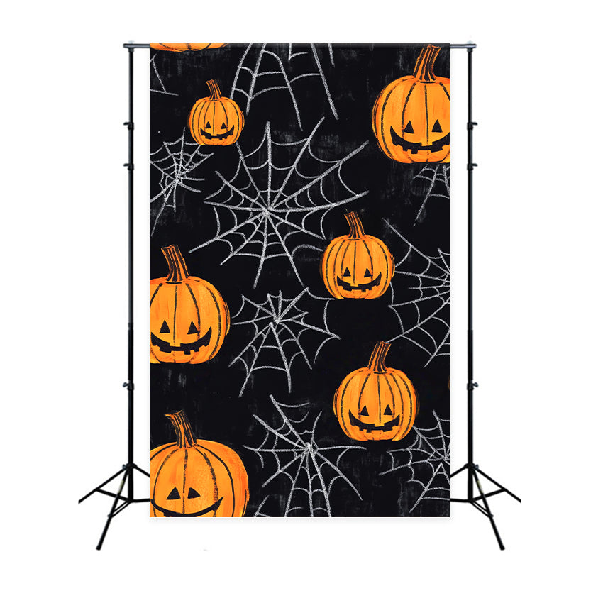 Halloween Color Backdrop Pumpkin Lantern Spider Web Halloween Photography Backdrop LXX59-152