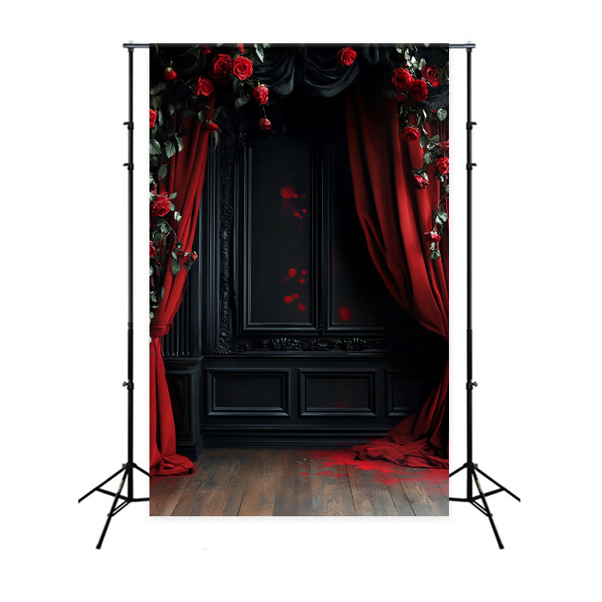 Color Backdrop Bloody Roses Gothic Curtains Halloween Photo Backdrop Ideas LXX59-153