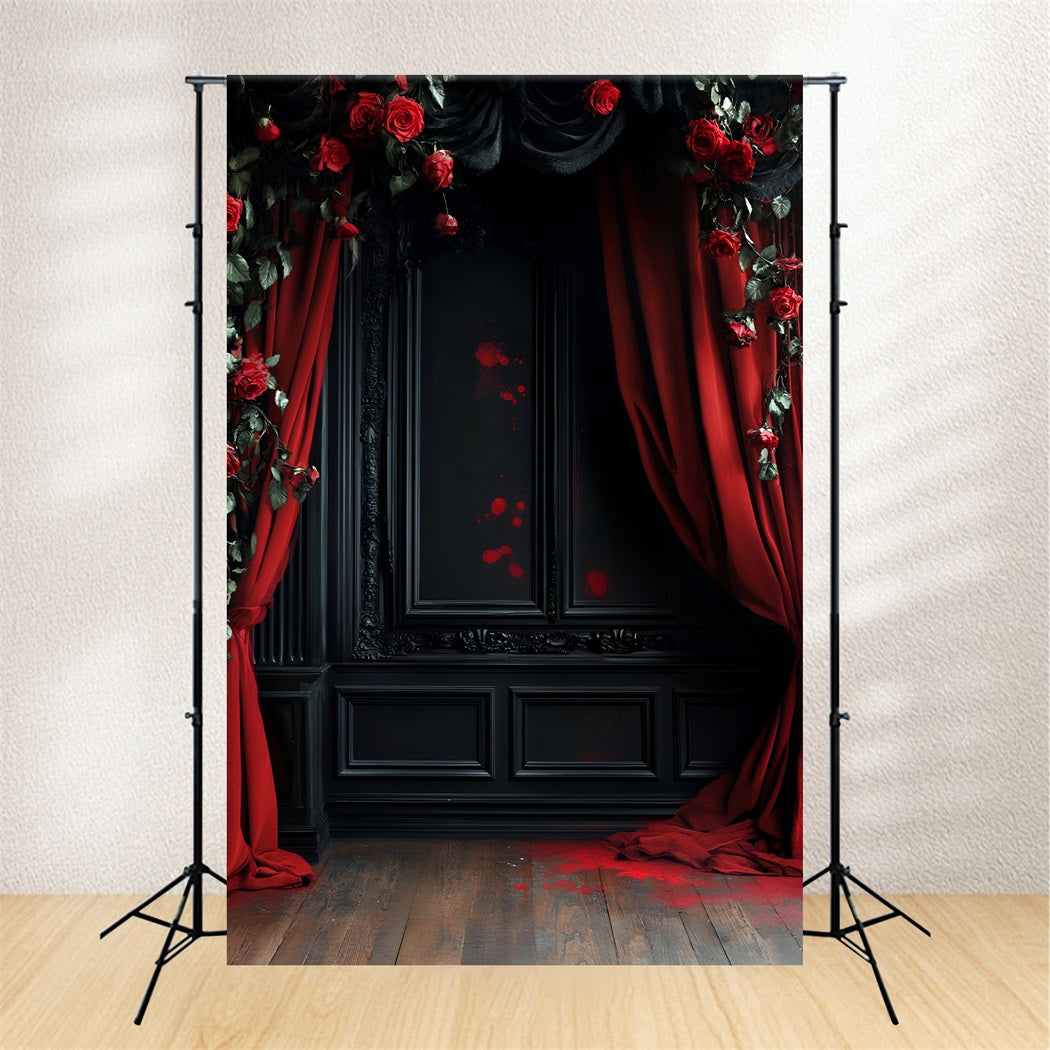 Color Backdrop Bloody Roses Gothic Curtains Halloween Photo Backdrop Ideas LXX59-153