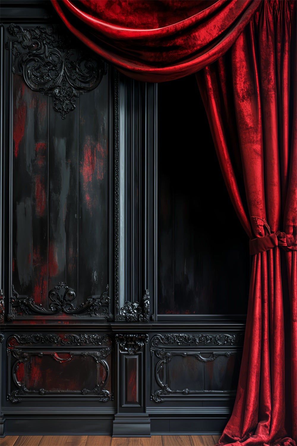 Halloween Color Backdrop Dark Velvet Red Drapery Halloween Picture Backdrop LXX59-154