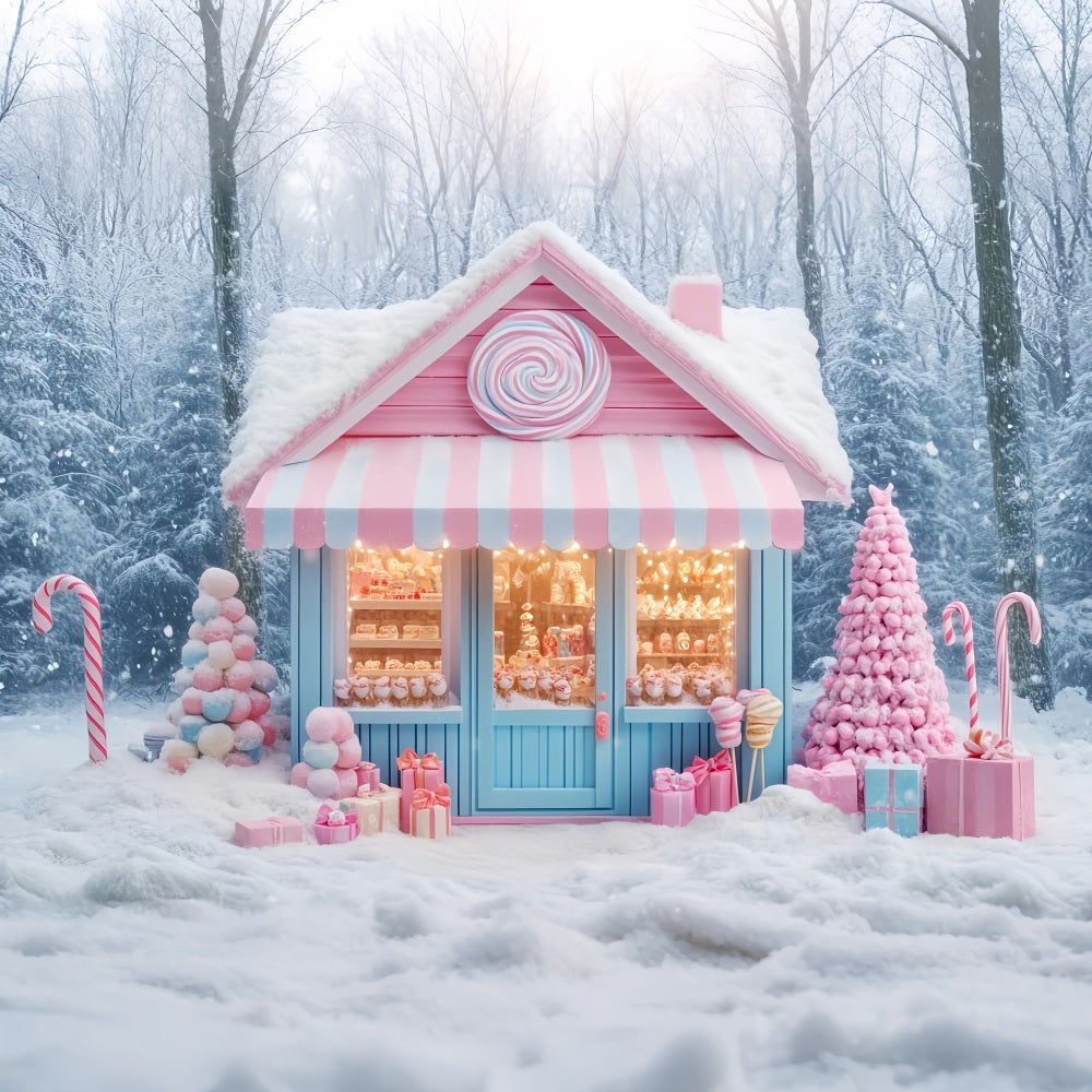 Candyland Backdrop Candy Shop Winter Wonderland Christmas Backdrop LXX59-162