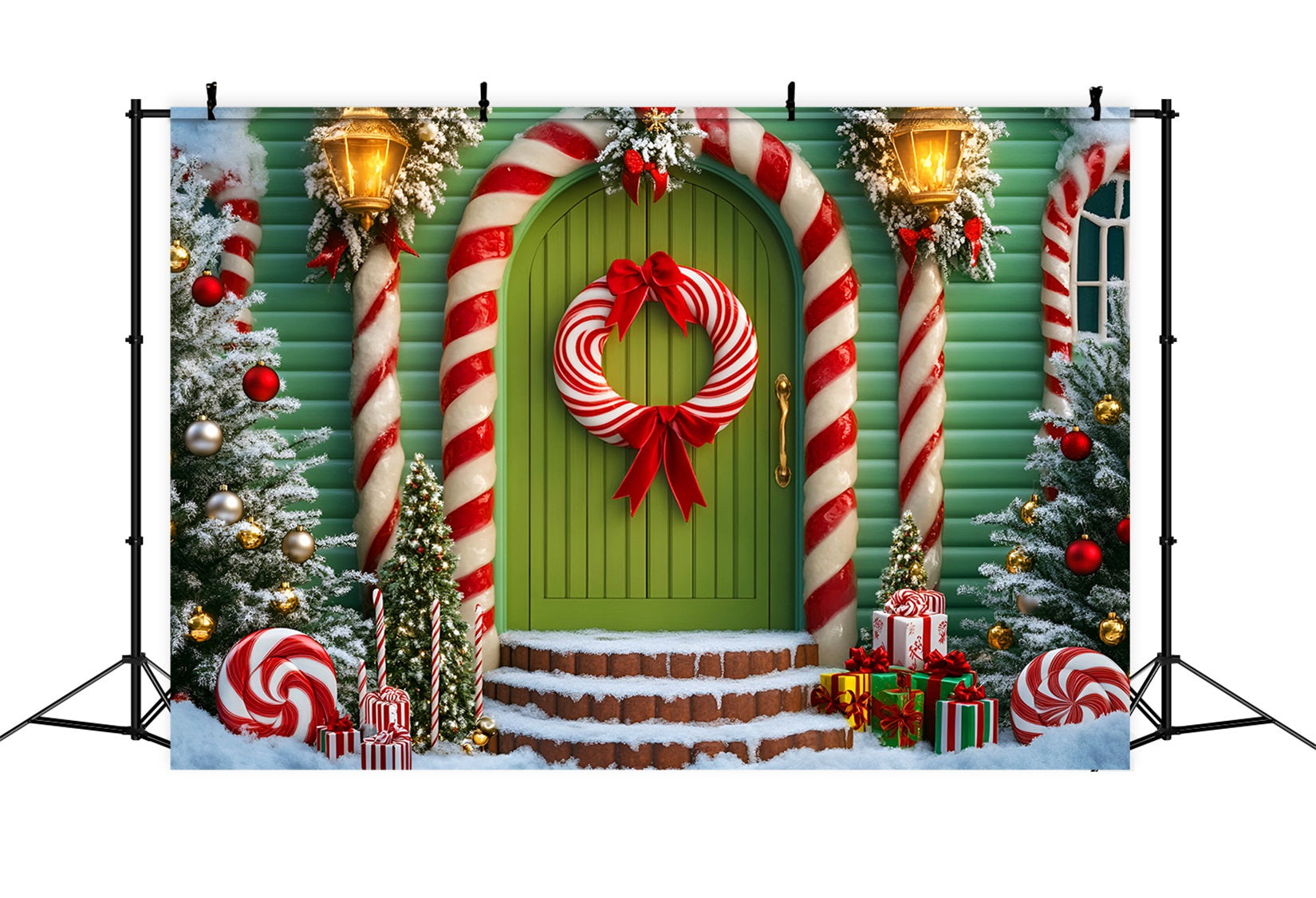 Candyland Backdrop Candy House Pastel Wonderland Christmas Photo Backdrops LXX59-166