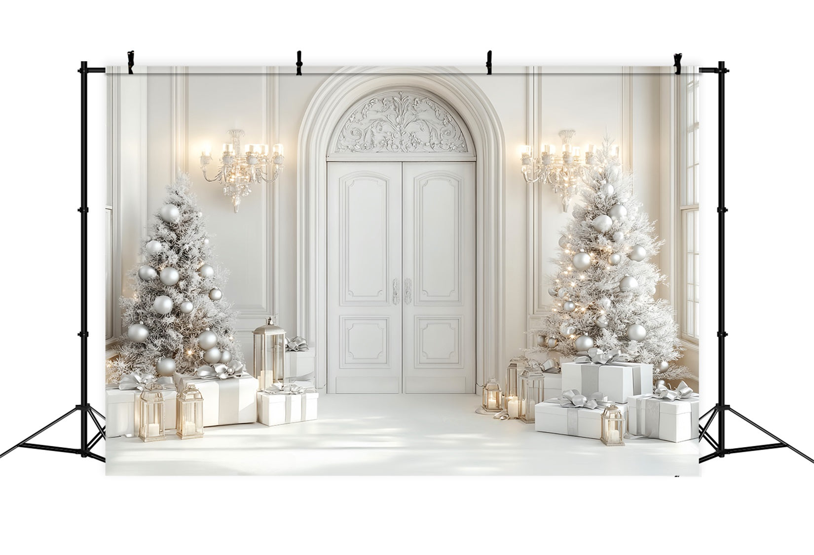 White Christmas Backdrop Elegant Door Christmas Trees White Christmas Backdrop LXX59-169