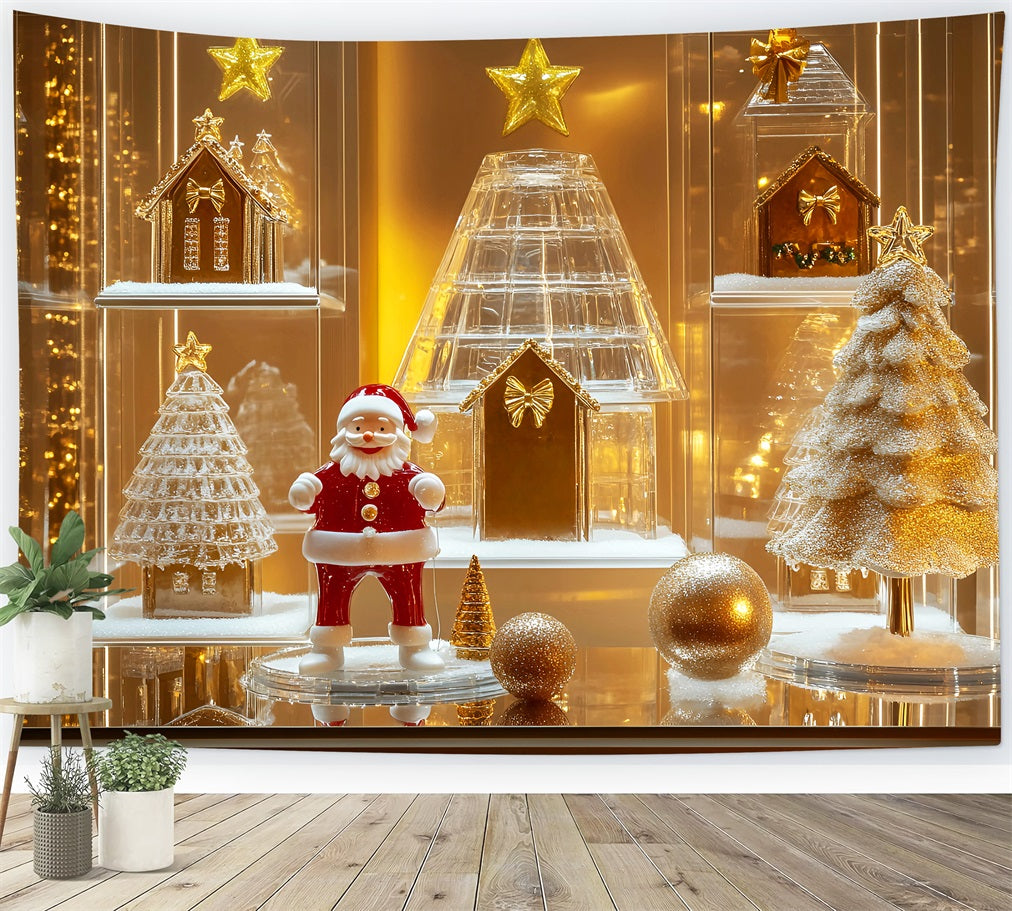 Gingerbread House Backdrop Golden Santa Glass Display Christmas Backdrops Sale LXX59-176
