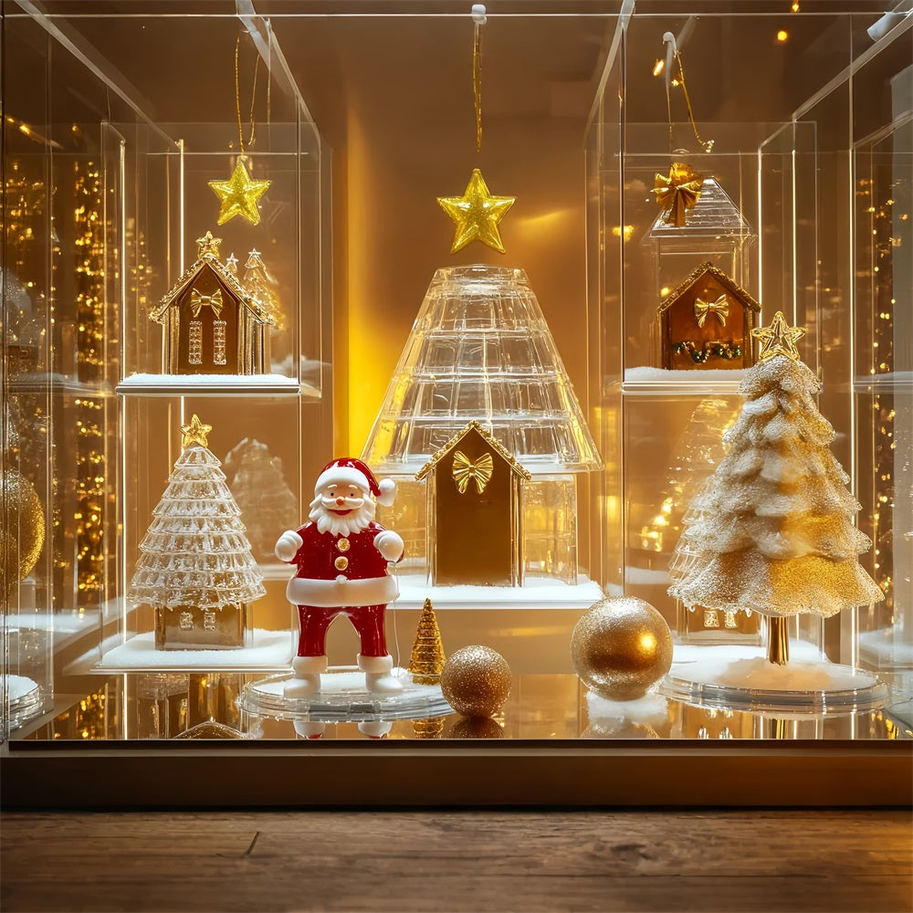 Gingerbread House Backdrop Golden Santa Glass Display Christmas Backdrops Sale LXX59-176