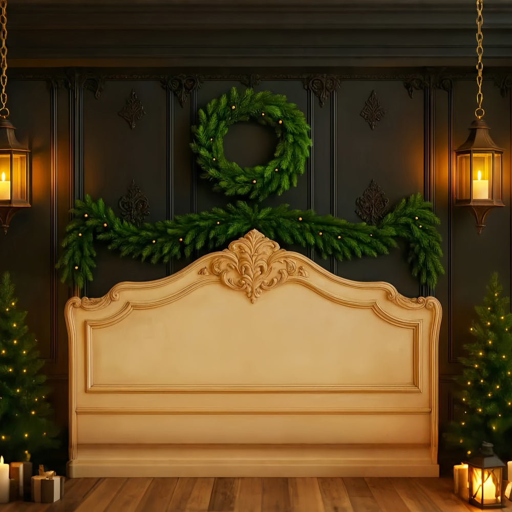 Headboard Backdrop Elegant Garland Wreath Wall Professional Christmas Backdrops LXX59-180