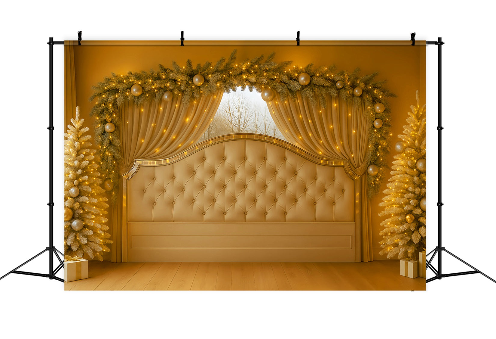 Headboard Backdrop Golden Curtain Elegant Headboard Christmas Backdrop LXX59-181
