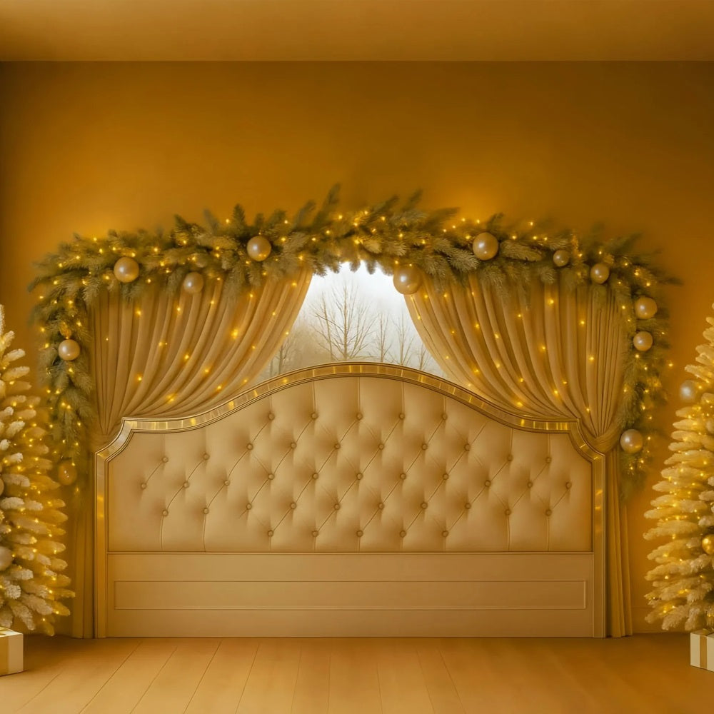 Headboard Backdrop Golden Curtain Elegant Headboard Christmas Backdrop LXX59-181