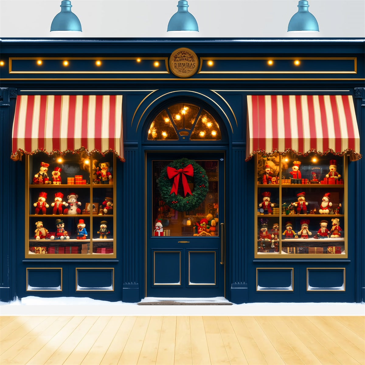 Toy Store Backdrop Shop Window Holiday Display Christmas Photography Backdrops LXX59-188