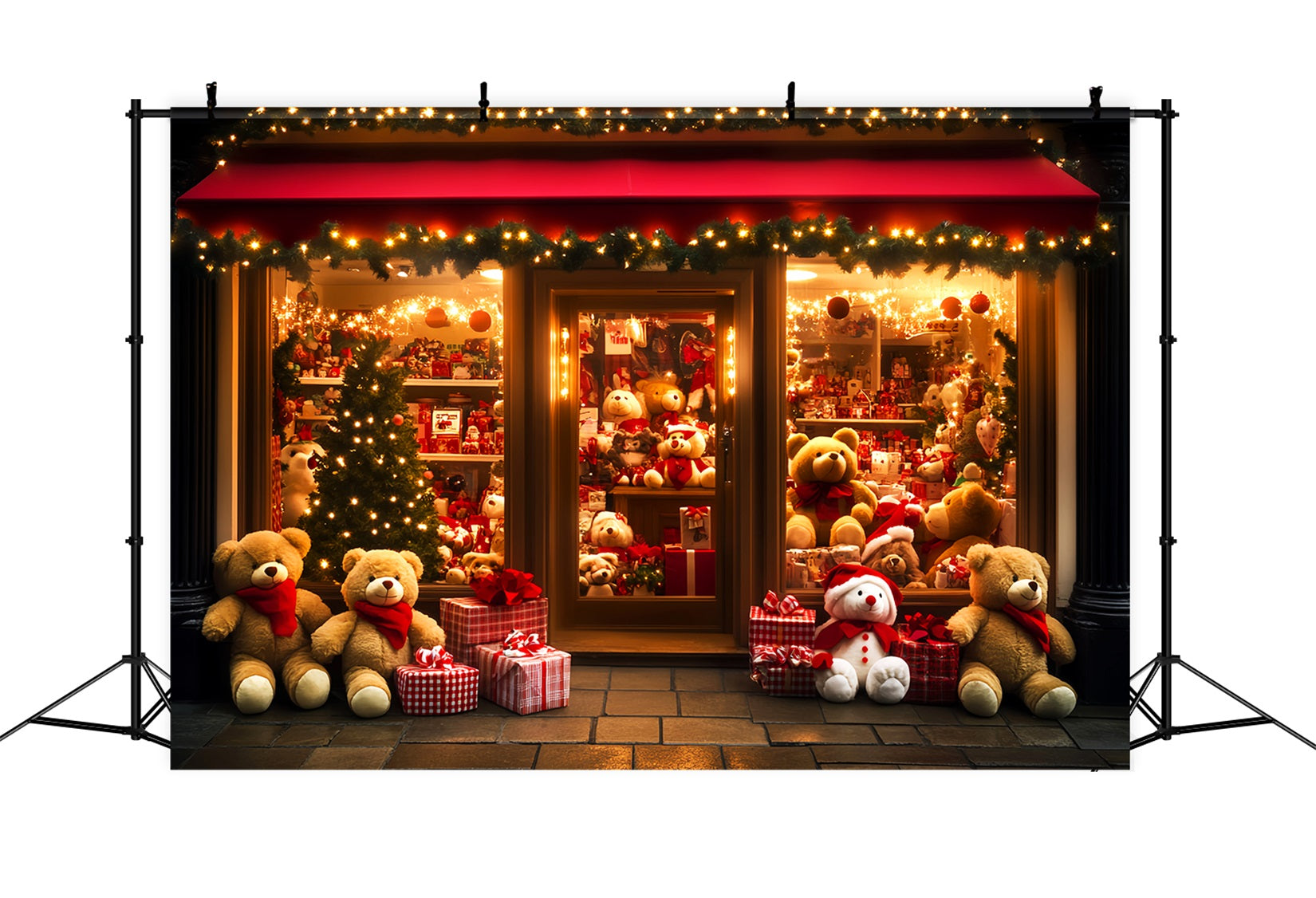 Toy Store Backdrop Teddy Bear Gift Shop Display Christmas Backdrop Ideas LXX59-189