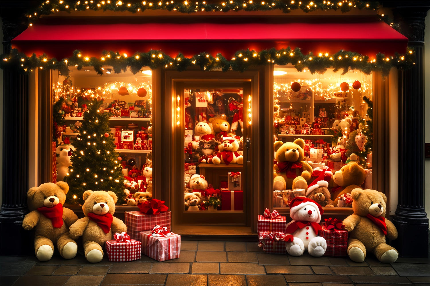 Toy Store Backdrop Teddy Bear Gift Shop Display Christmas Backdrop Ideas LXX59-189