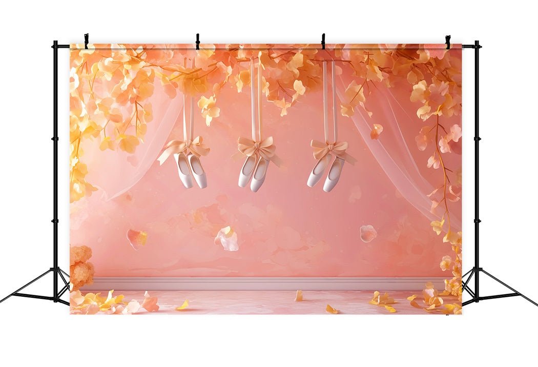 Dance Studio Backdrop Peach Blossom Ballet Slippers Dance Backdrops LXX59-19