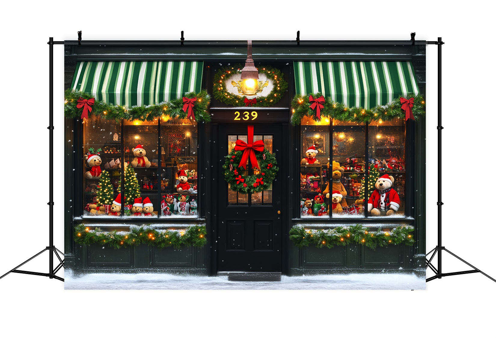 Toy Store Backdrop Teddy Bear Storefront Decor Christmas Backdrops LXX59-192