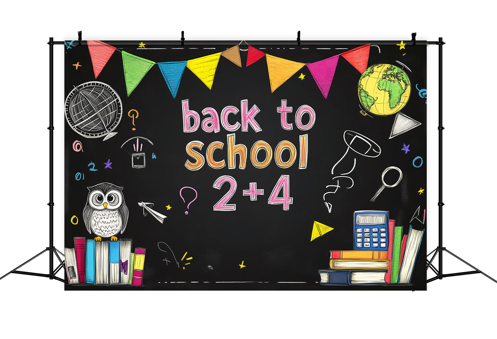 Back To School Backdrop Colorful Chalkboard Math Symbols School Picture Backdrop LXX59-205