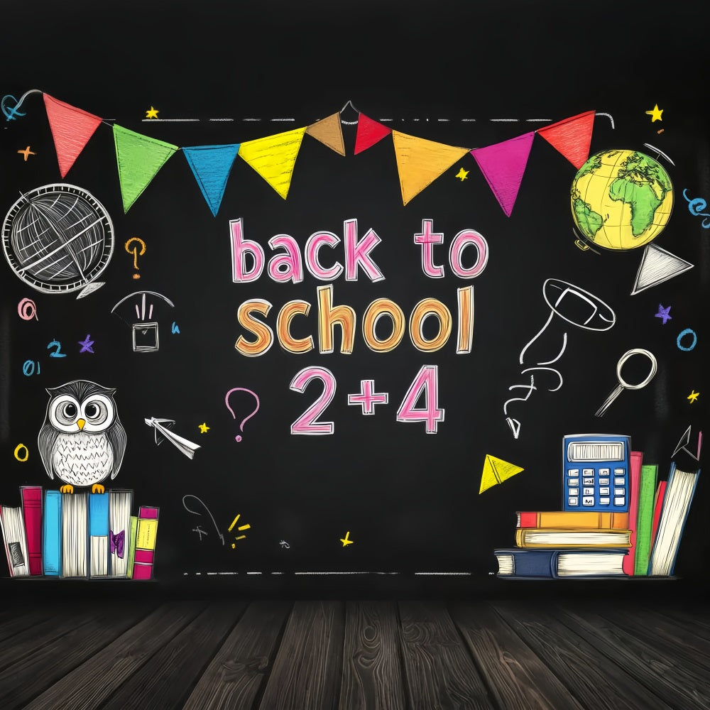 Back To School Backdrop Colorful Chalkboard Math Symbols School Picture Backdrop LXX59-205