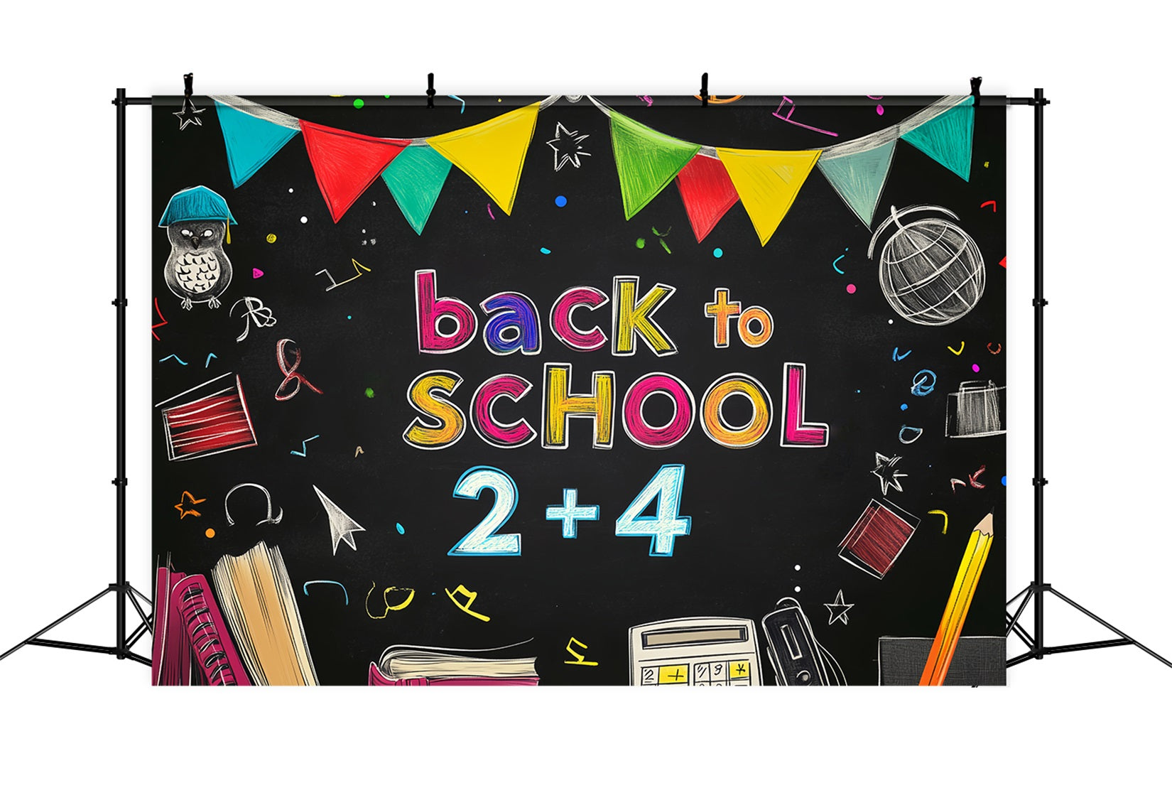 Back To School Backdrop Chalkboard Banner Letters School Picture Backdrop LXX59-206