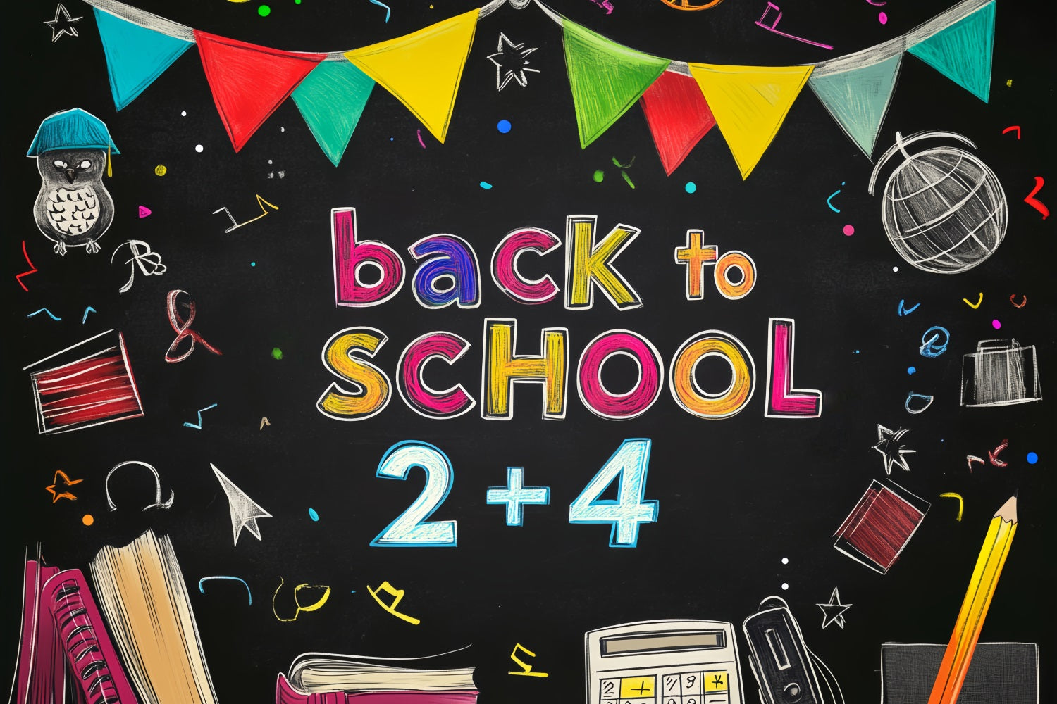 Back To School Backdrop Chalkboard Banner Letters School Picture Backdrop LXX59-206
