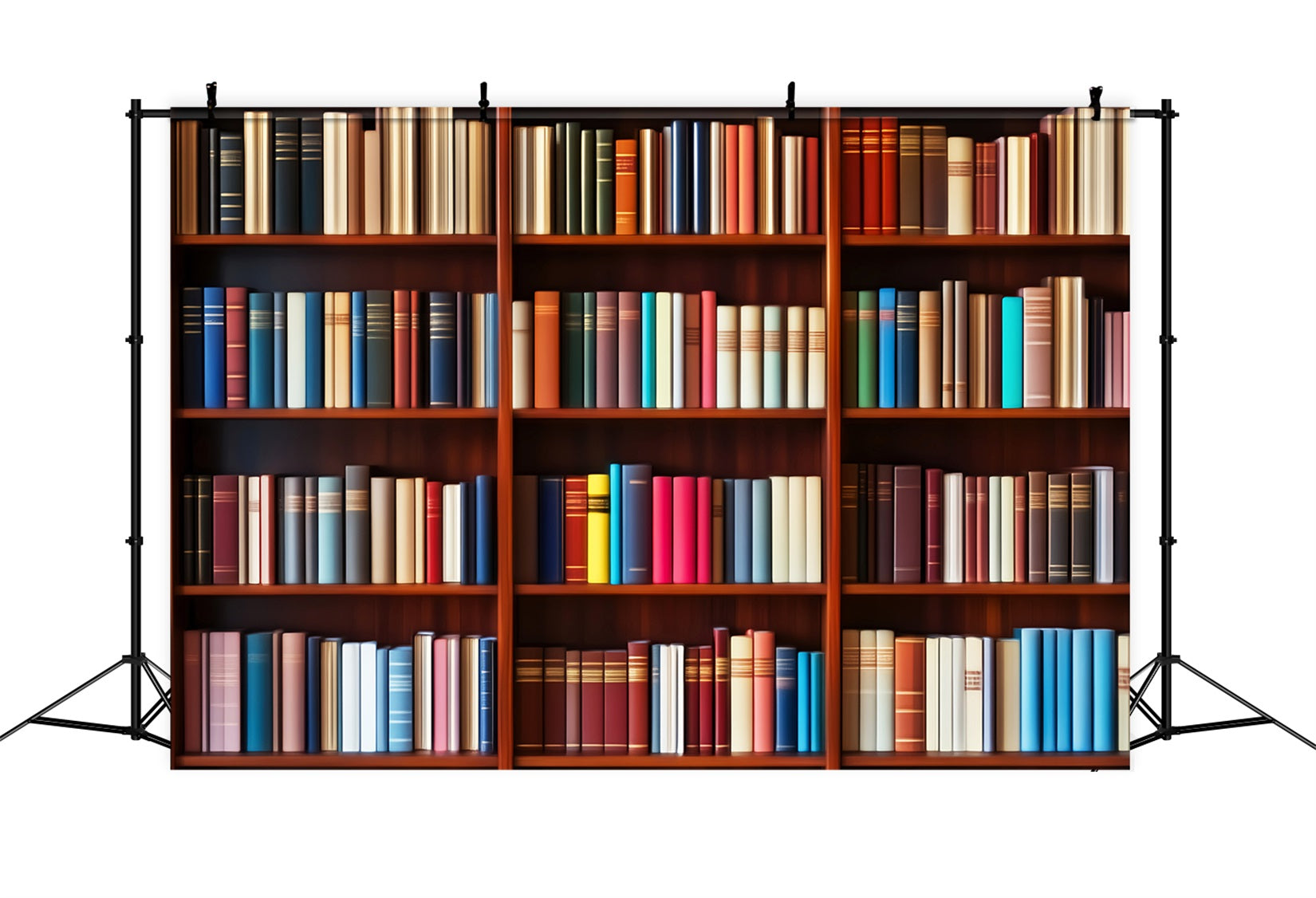 Back To School Backdrop Colorful Bookshelf Knowledge Wall School Picture Backdrop LXX59-209