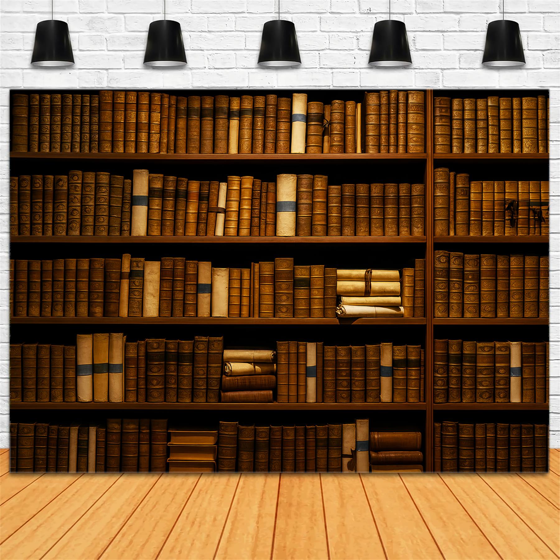 Back To School Backdrop Vintage Leather Library Books School Picture Backdrop LXX59-214