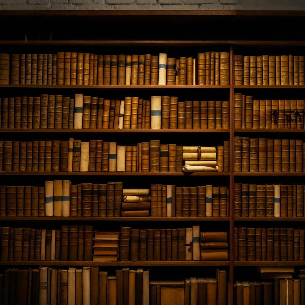 Back To School Backdrop Vintage Leather Library Books School Picture Backdrop LXX59-214