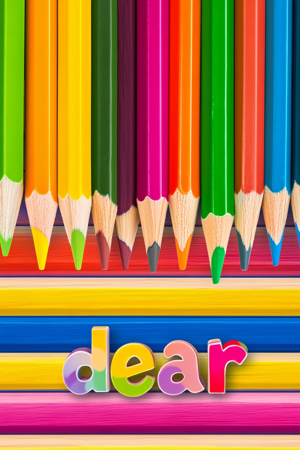 School Backdrop Rainbow Colored Pencil Rows Back To School Photo Backdrop LXX59-216