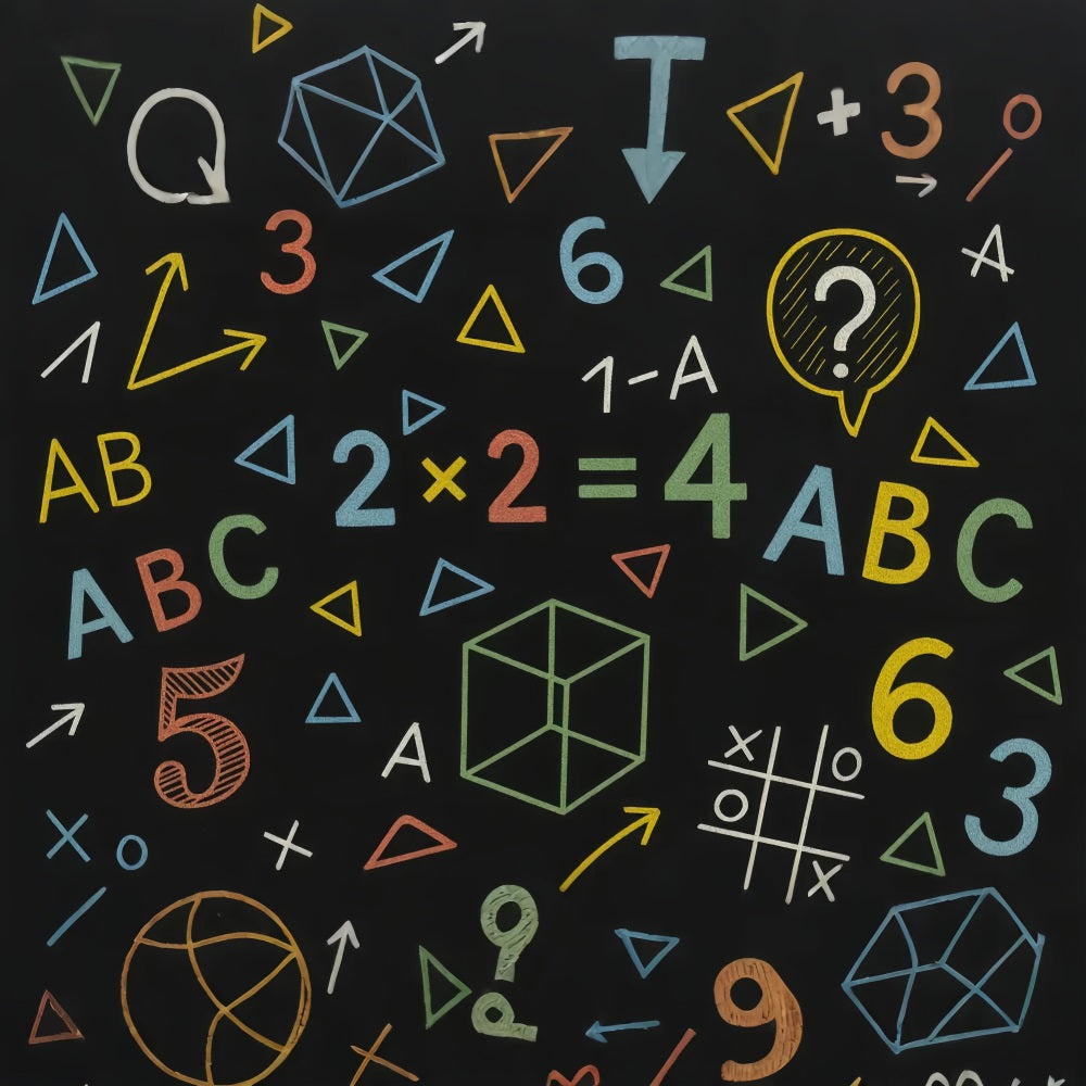 School Backdrop Geometric Chalkboard Color Shapes Back To School Backdrop LXX59-219