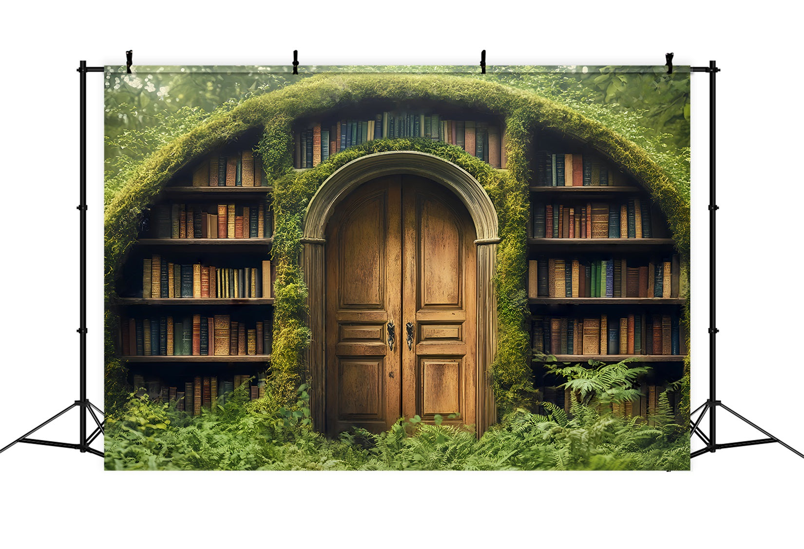 Back To School Backdrops Mossy Doorway Hidden Library School Picture Backdrop LXX59-226