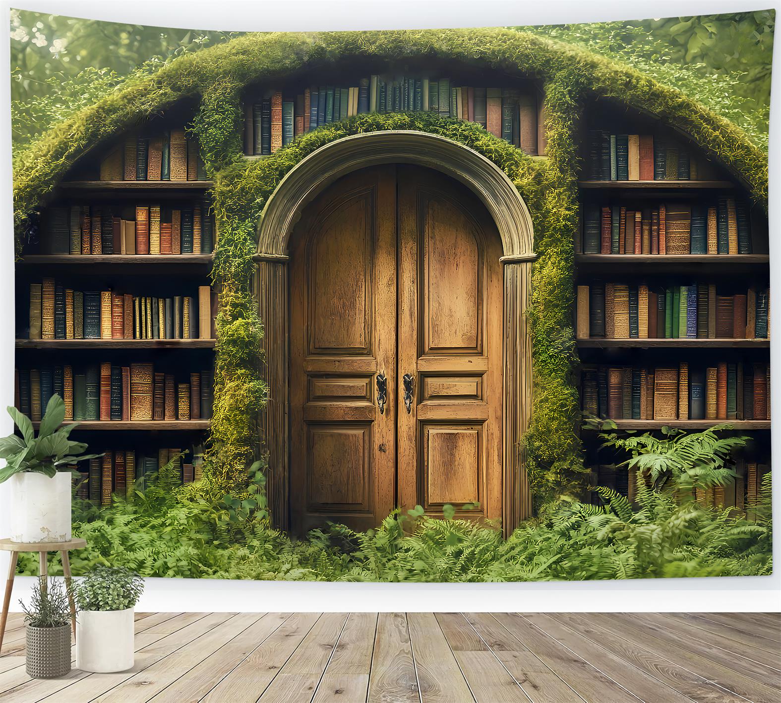 Back To School Backdrops Mossy Doorway Hidden Library School Picture Backdrop LXX59-226