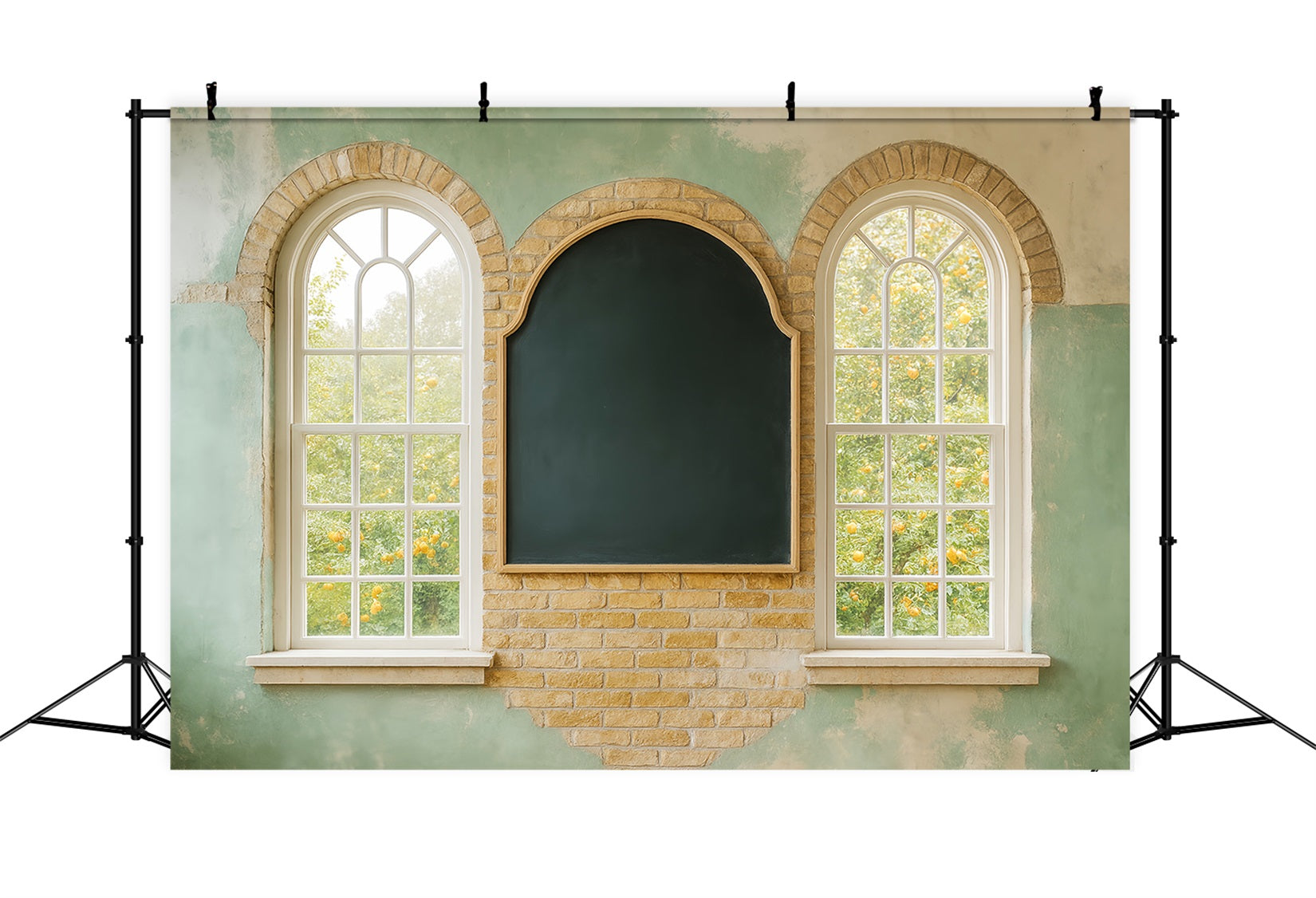 Back To School Backdrops Chalkboard Arched Window Wall School Classroom Backdrop LXX59-229