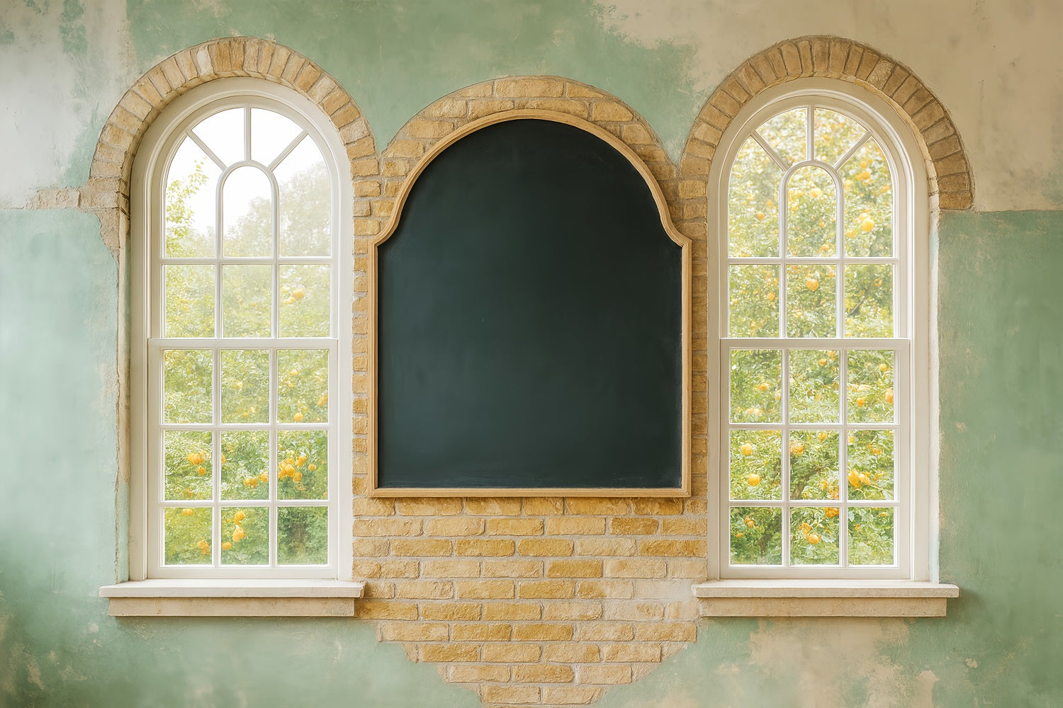 Back To School Backdrops Chalkboard Arched Window Wall School Classroom Backdrop LXX59-229