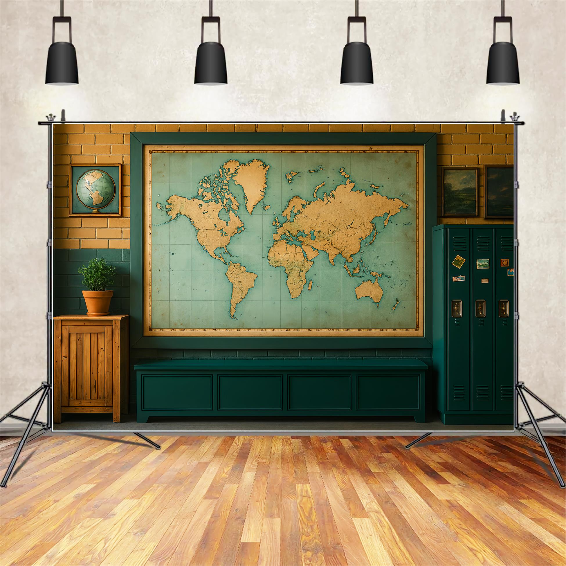 Back To School Backdrops World Map Classroom Wall School Classroom Backdrop LXX59-232