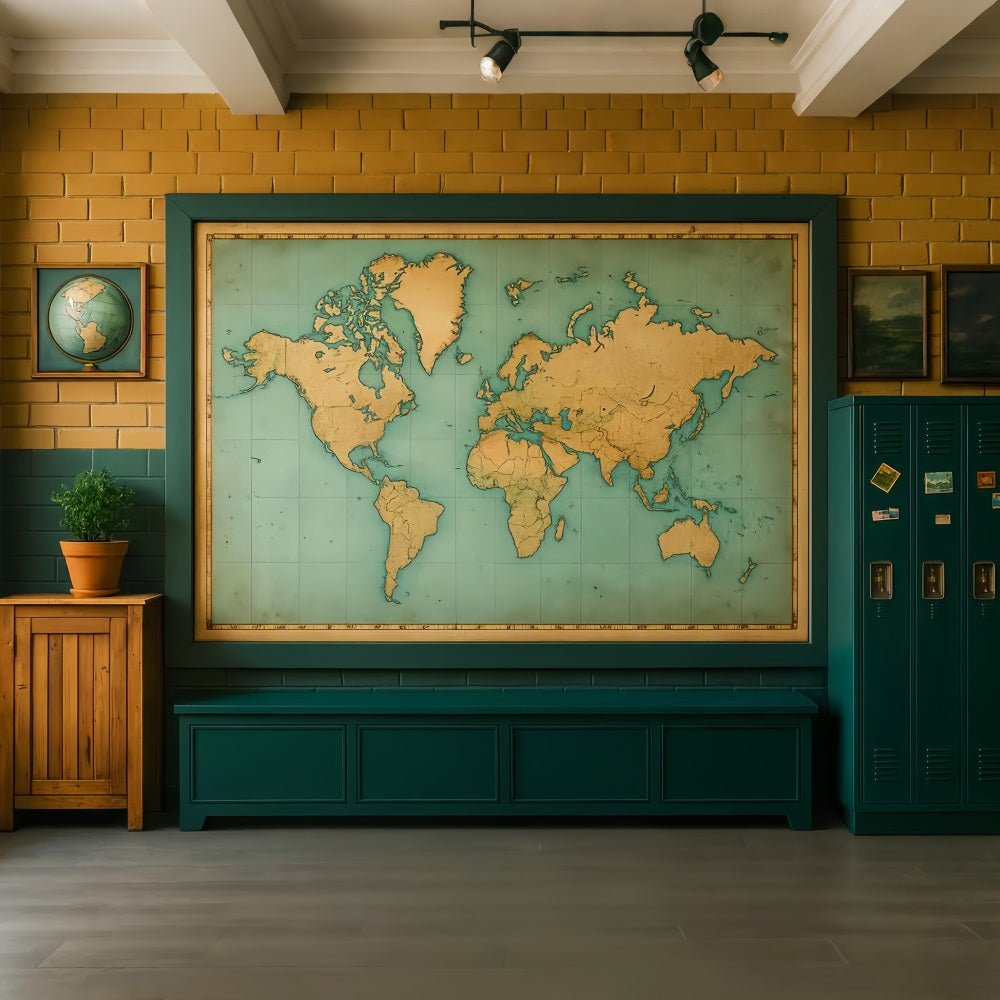 Back To School Backdrops World Map Classroom Wall School Classroom Backdrop LXX59-232