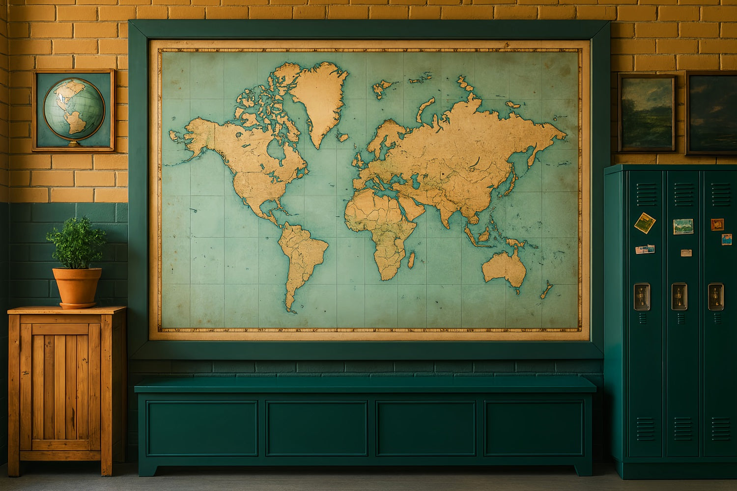 Back To School Backdrops World Map Classroom Wall School Classroom Backdrop LXX59-232
