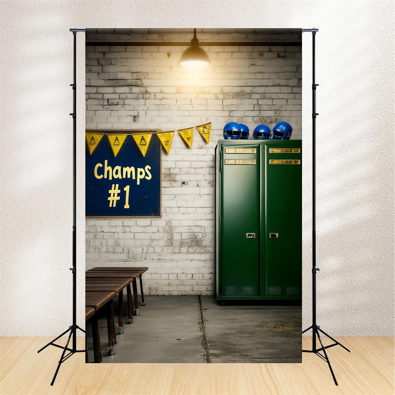 School Hallway Backdrop Locker Room Champs Banner Back To School Backdrop LXX59-233
