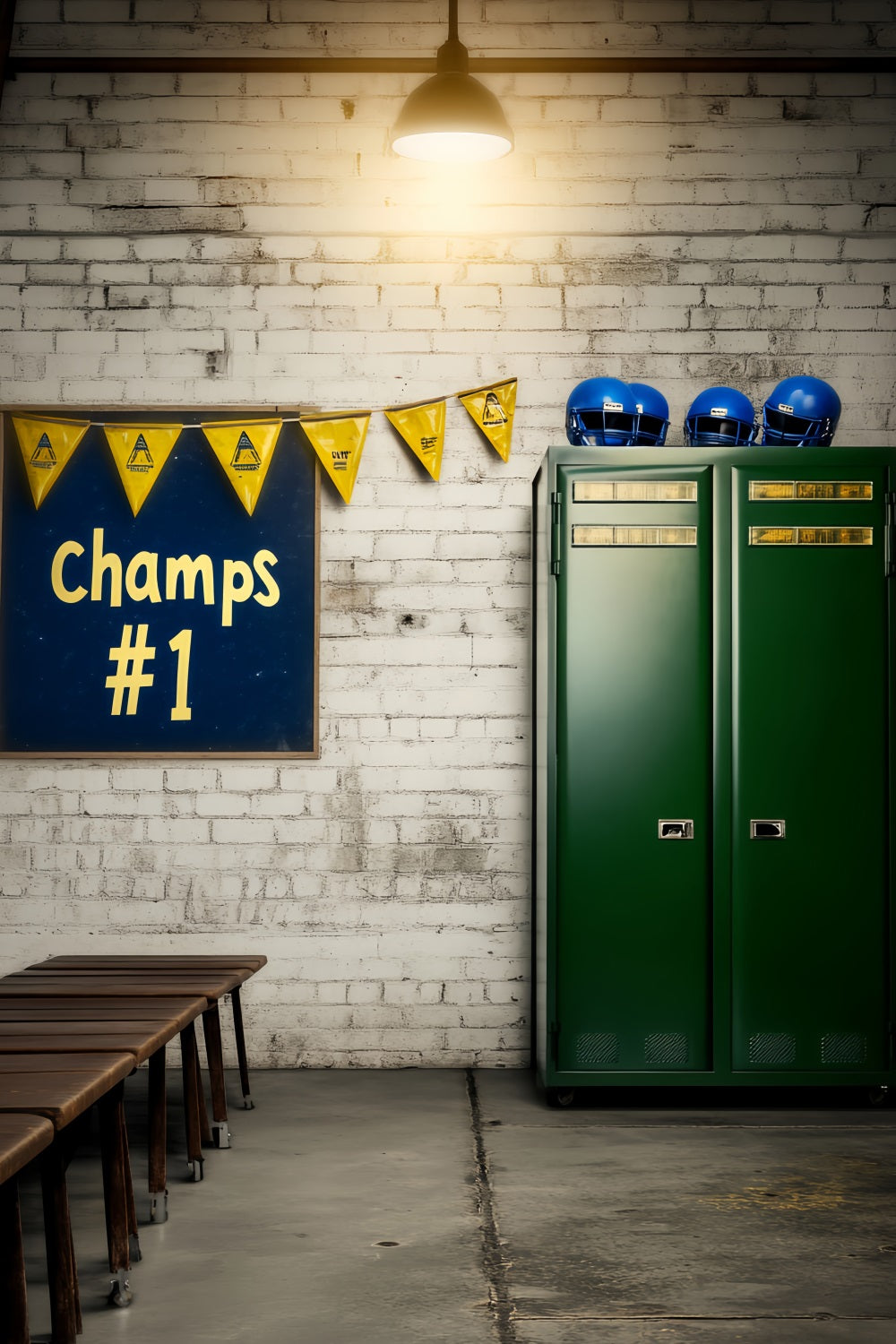 School Hallway Backdrop Locker Room Champs Banner Back To School Backdrop LXX59-233