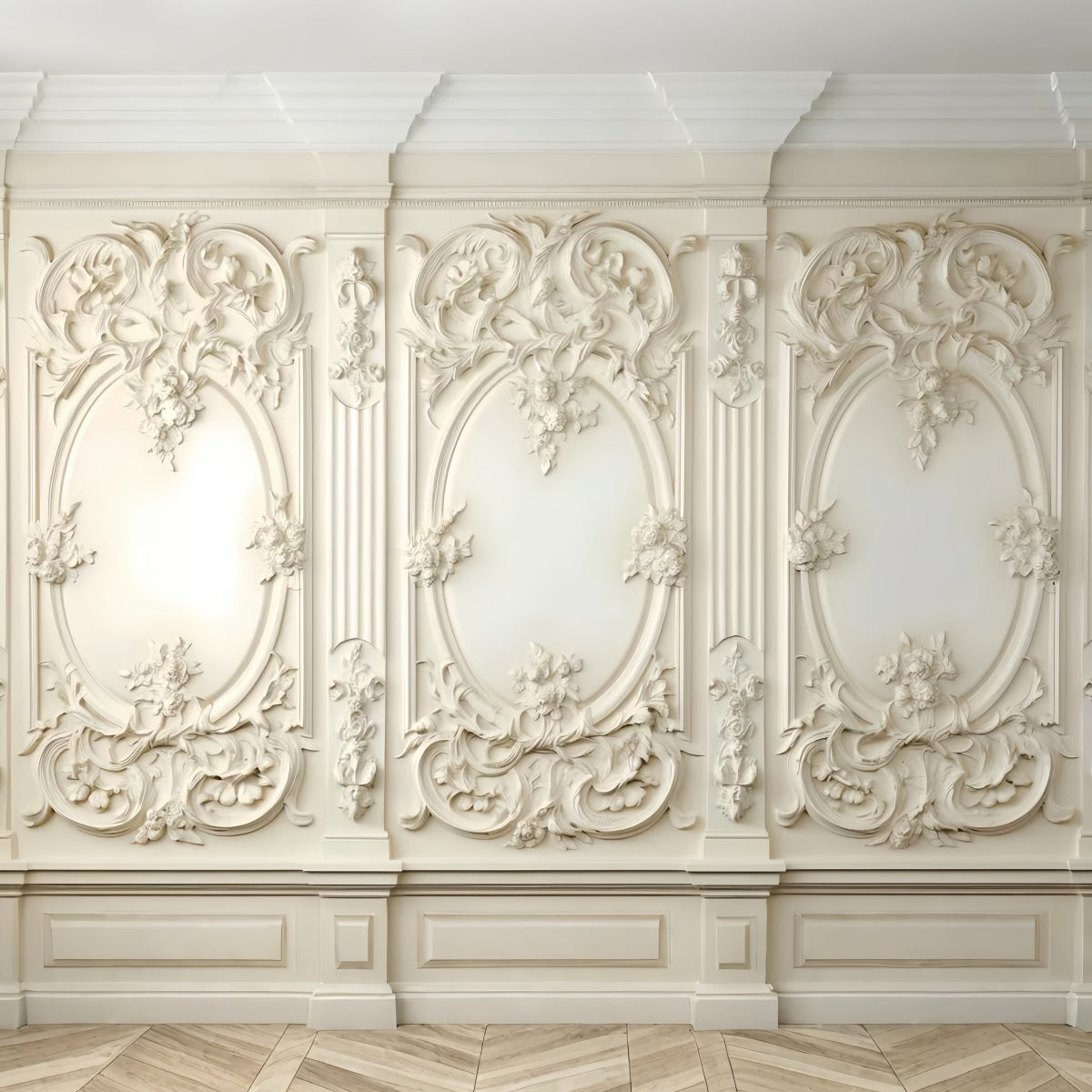 Abstract Backdrop Backdrop Ornate White Baroque Panel Photography Dance Backdrop LXX59-24