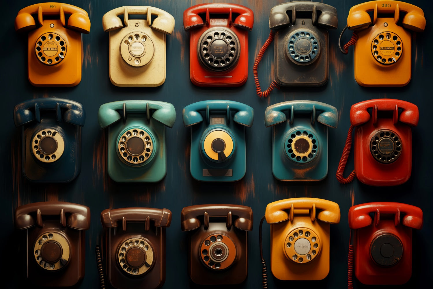 Back To School Backdrop Colorful Vintage Rotary Phones School Picture Backdrop LXX59-242