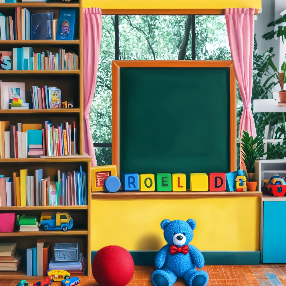 Back To School Backdrop Playroom Blackboard Toys Bookshelf Preschool Photo Backdrops LXX59-250
