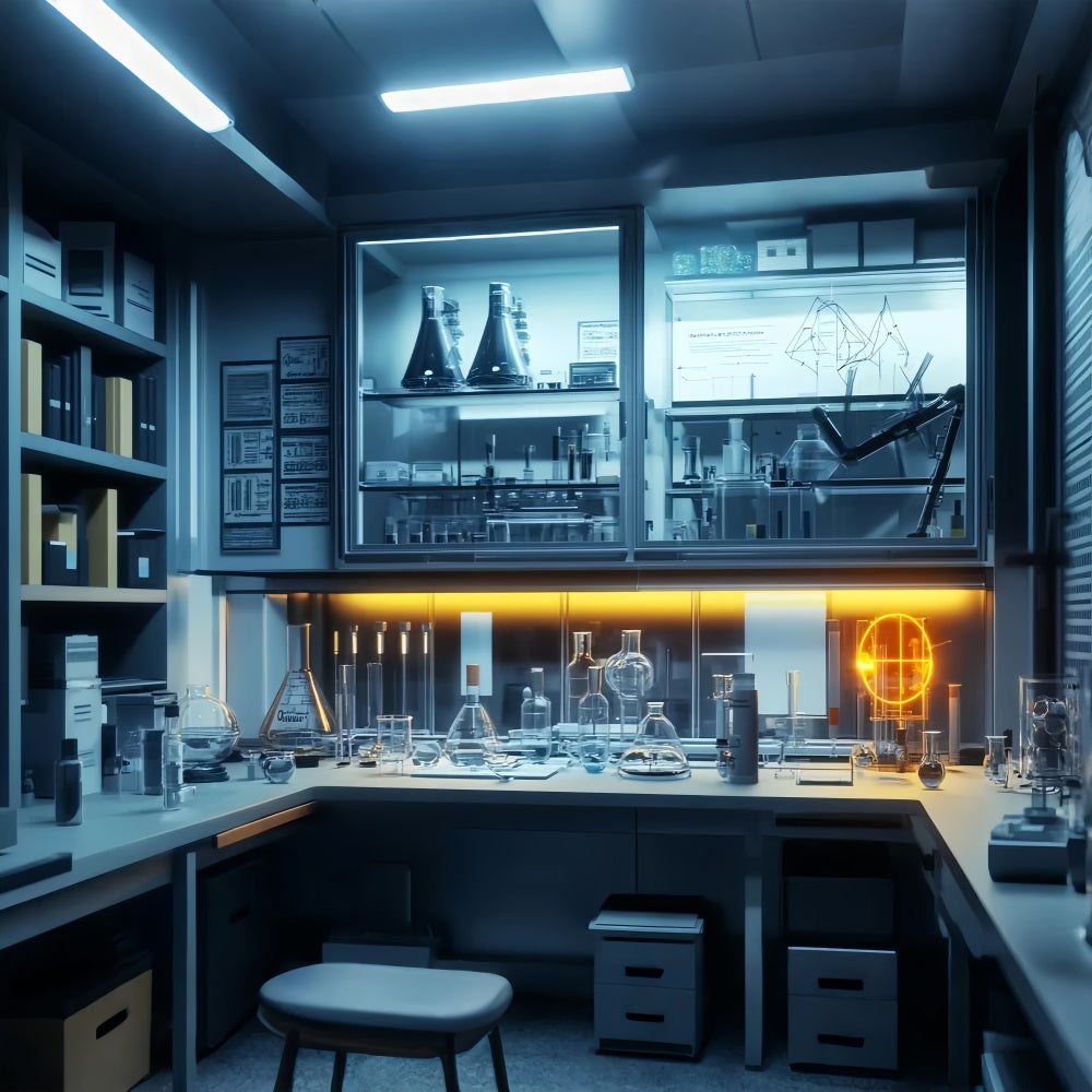 Chemistry Backdrop Futuristic Neon Science Lab Back To School Backdrop LXX59-252