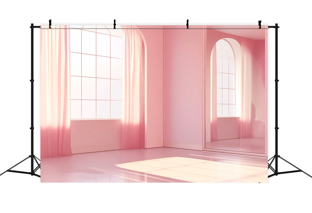 Dance Studio Backdrop Minimalist Pink Mirror Studio School Dance Backdrop LXX59-26