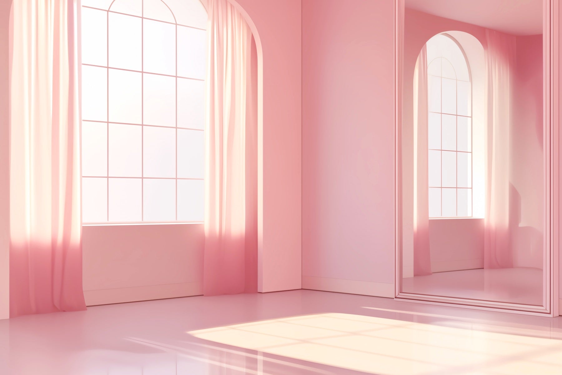 Dance Studio Backdrop Minimalist Pink Mirror Studio School Dance Backdrop LXX59-26